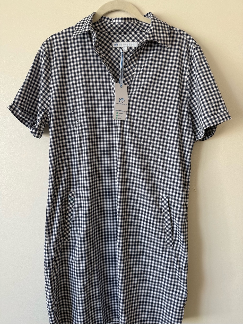 NWT Southern Tides Kamryn naval blue gingham brr dress